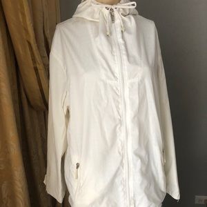 AUTH FENDI WHITE LOGO WINDBREAKER ZIP UP LIGHT WEIGHT REVERSABLE HOODED JACKET